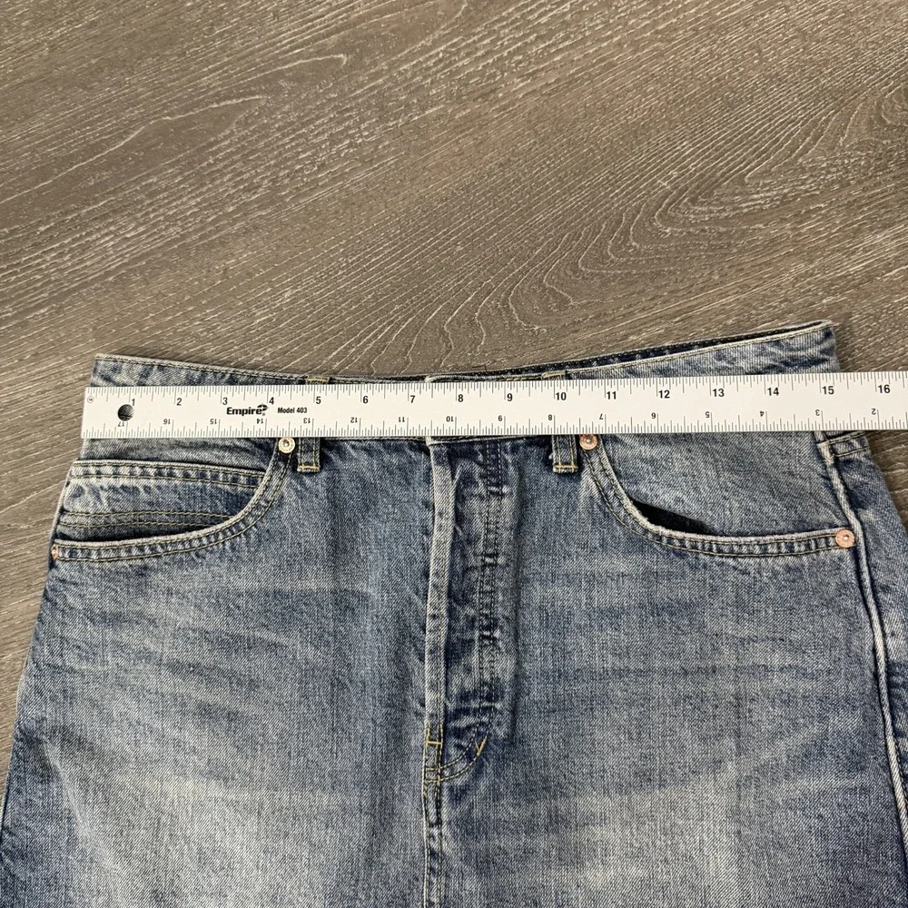 Free People We The Free Denim Mini Skirt Raw Hem 29 Button Fly Boho Western